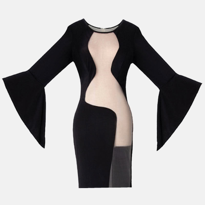 See-through Flare Sleeve Dress