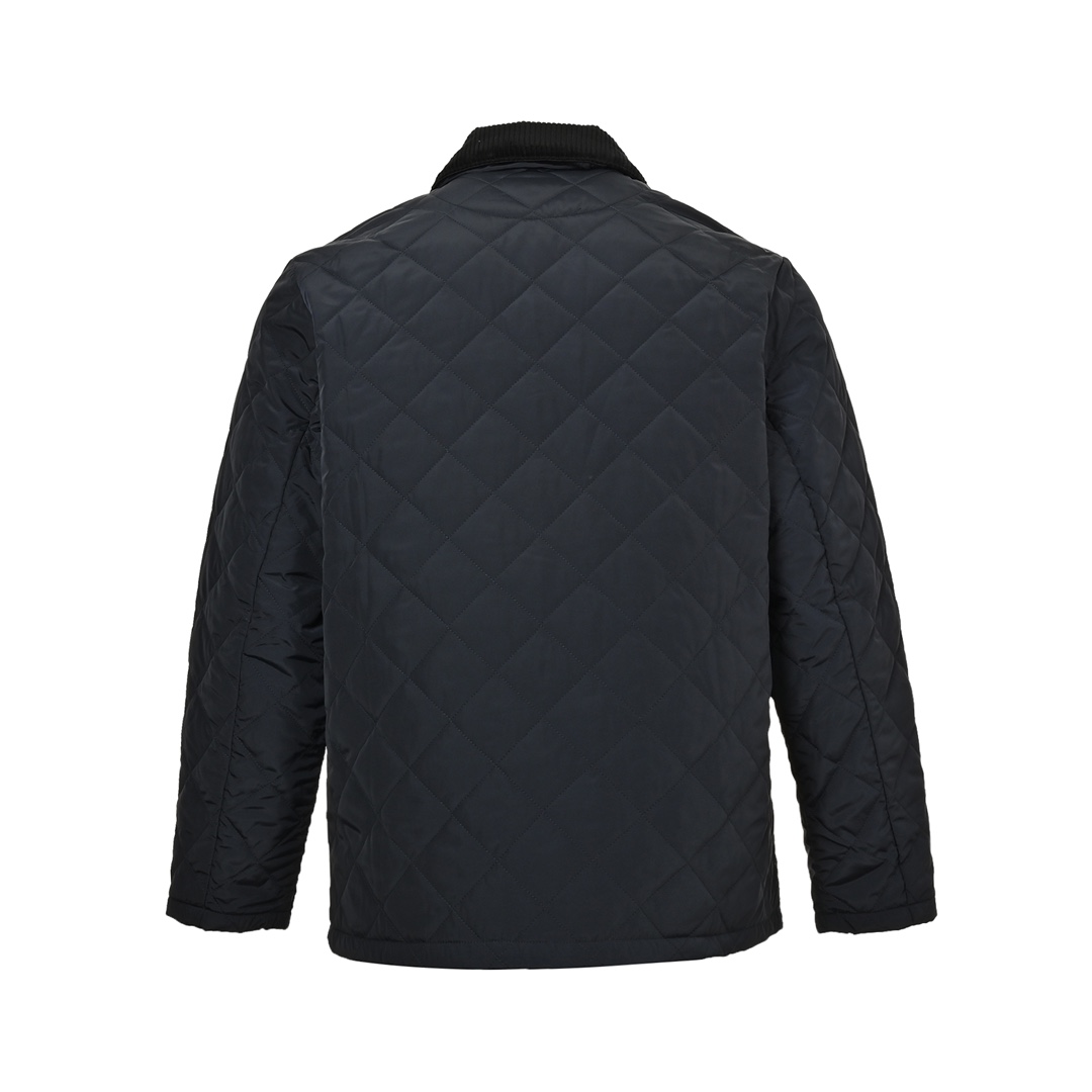 Prada 24Fw corduroy collar triangle logo diamond quilted jacket