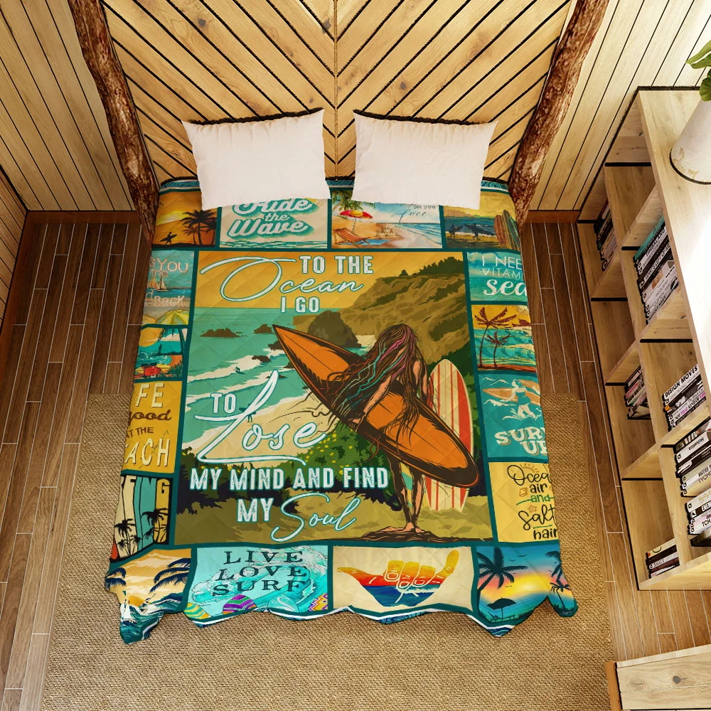Surfing Beaches. To The Ocean I Go Quilt Blanket