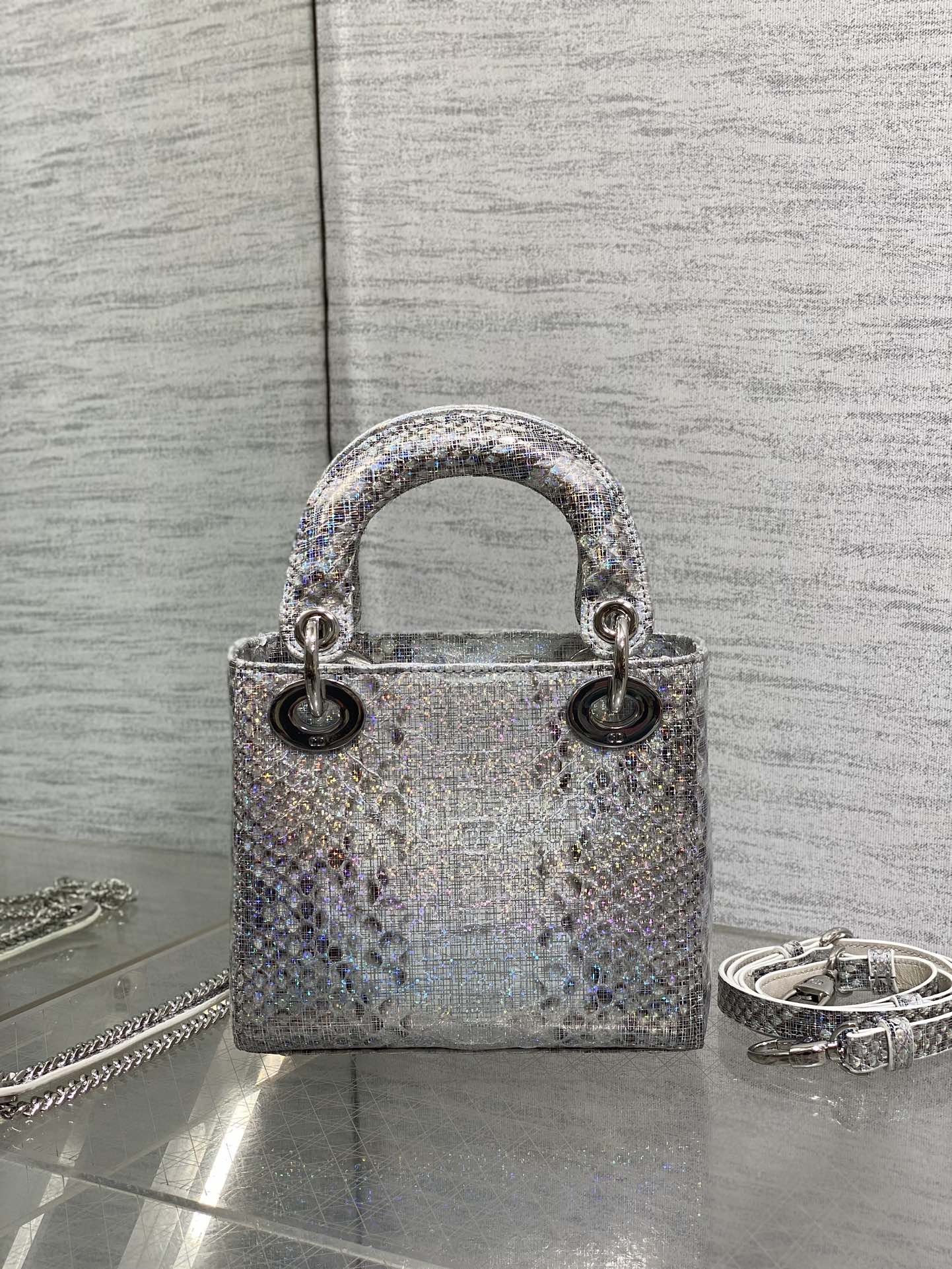 Dior Lady three-grid rare snakeskin Princess Diana bag