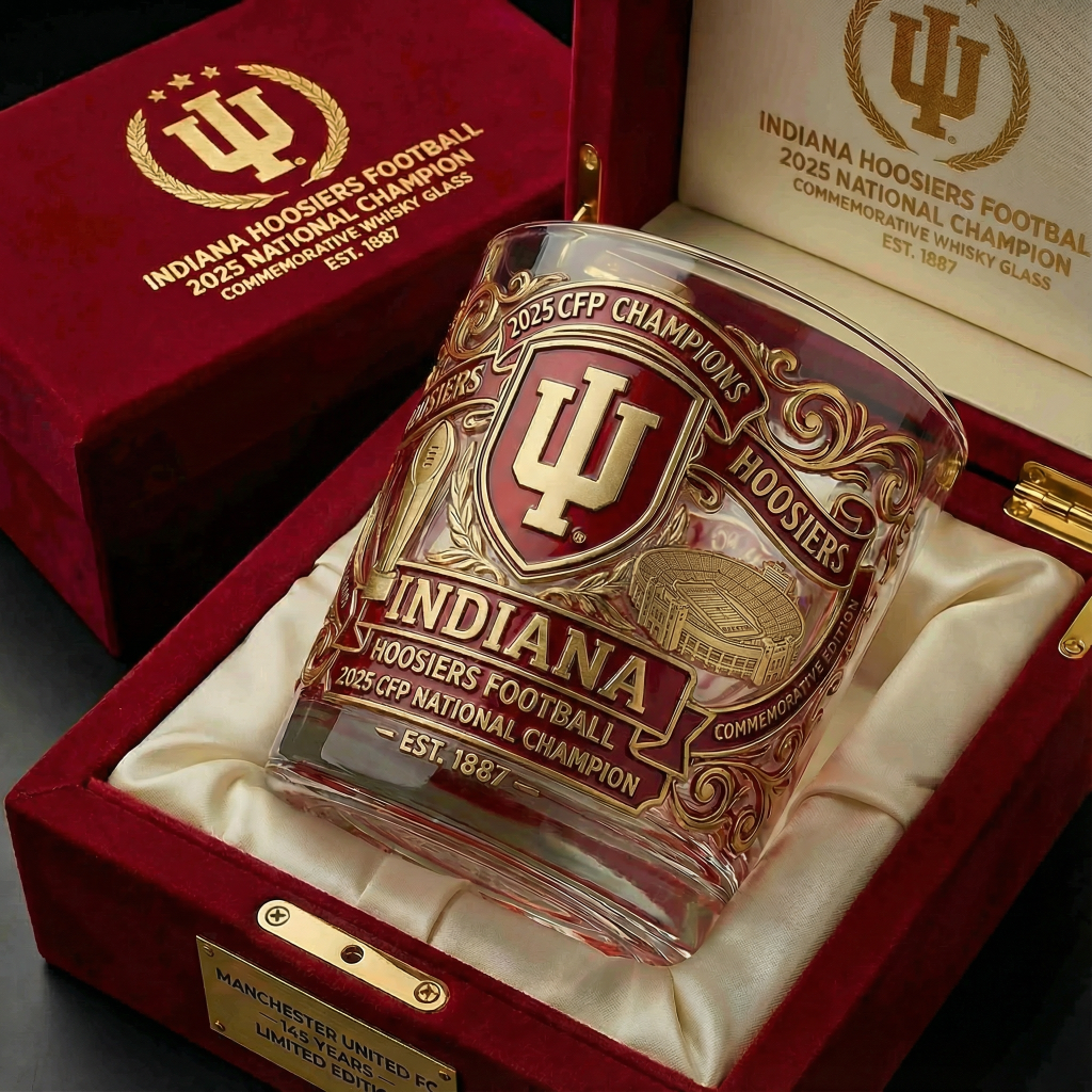 🥃 Indiana Hoosiers Football – 2025 CFP National Champion Commemorative Whiskey Glass