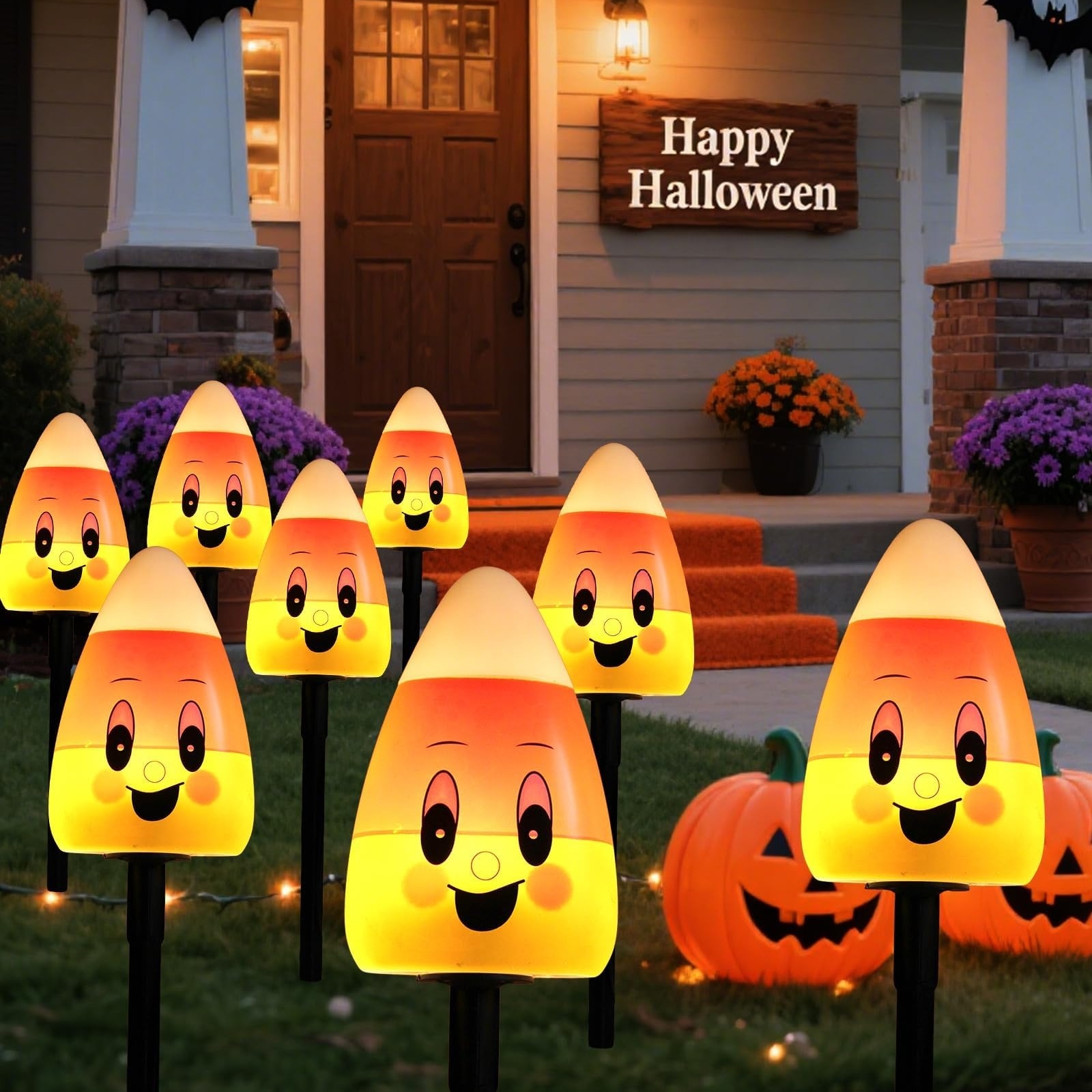 🏆Flash Sale⚡5 Pack Solar Candy Corn Yard Stakes