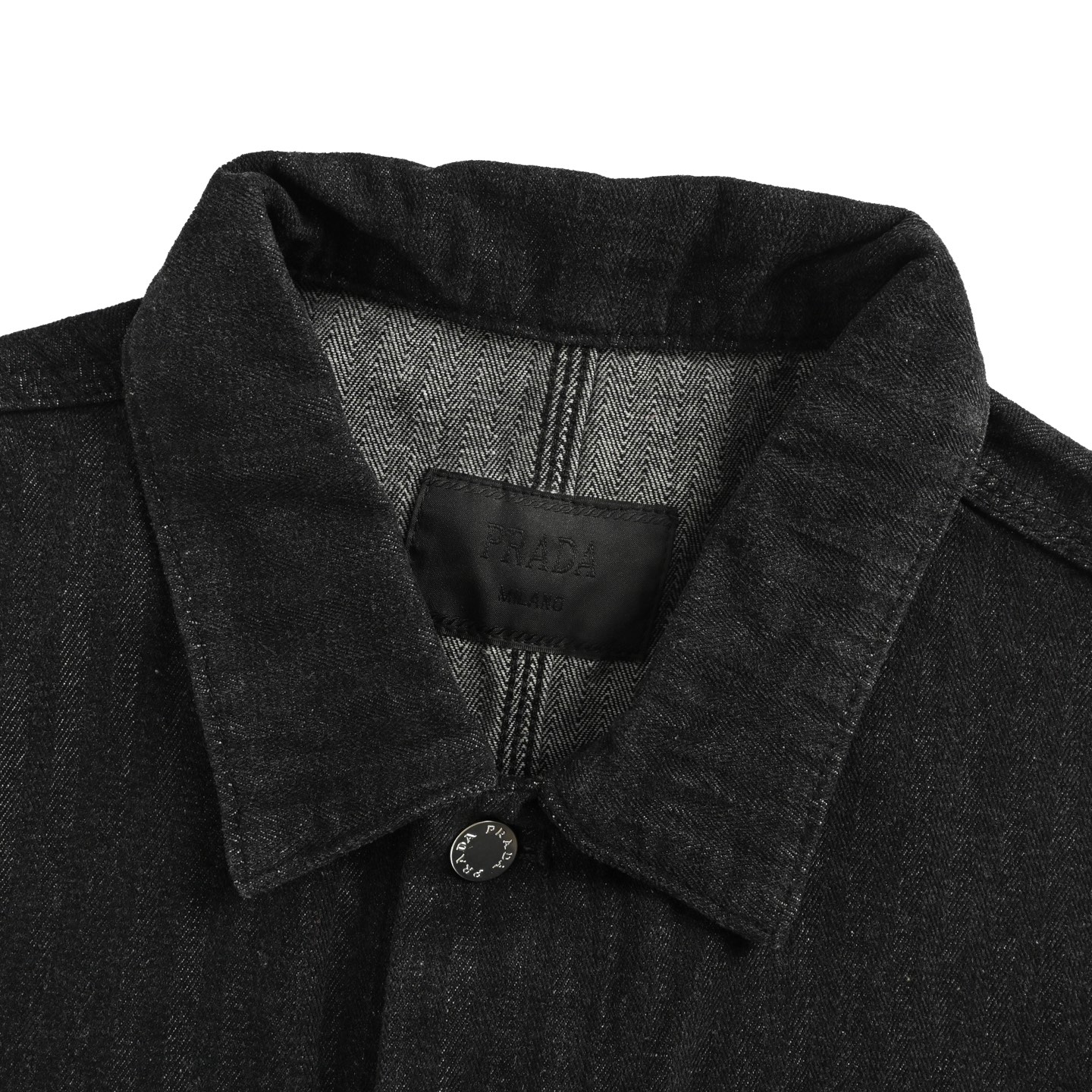 Prada 25Fw triangle logo washed denim jacket