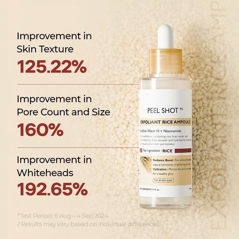 Peel Shot Glow Rice Ampoule Duo - Serums for Brightening, Exfoliating, and Moisturizing