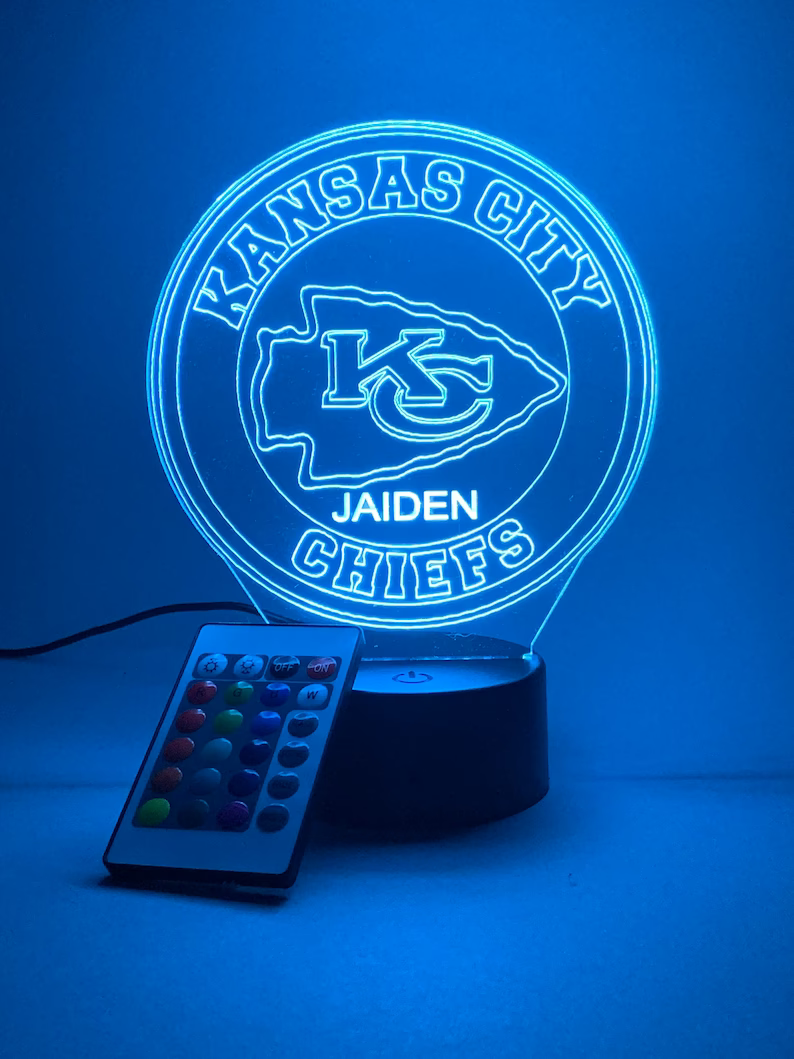 KANSAS CITY CHIEFS 3D LAMP PERSONALIZED