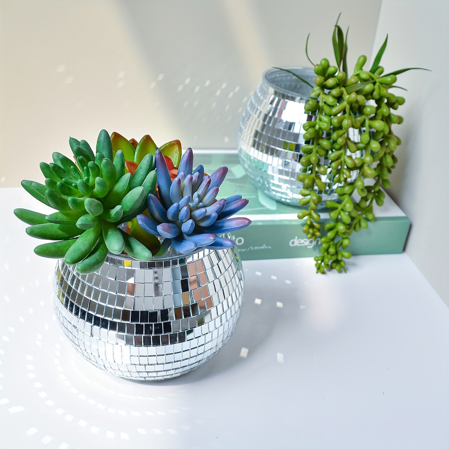 On Sale🔥Disco Ball Glass Mirror Flower Vase - 3 x 4 inches