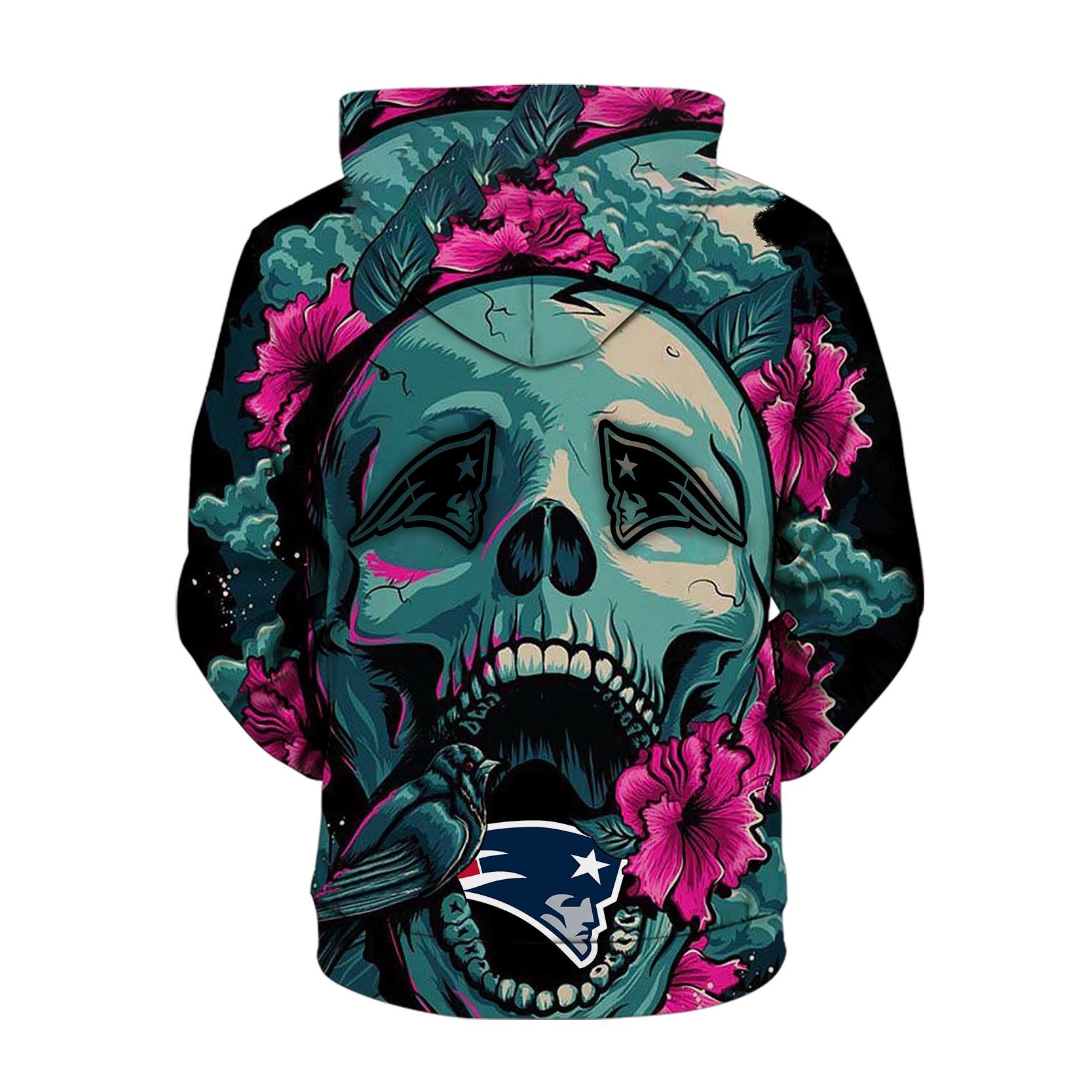 PATRIOTS 3D HOODIE SKULL FLOWER