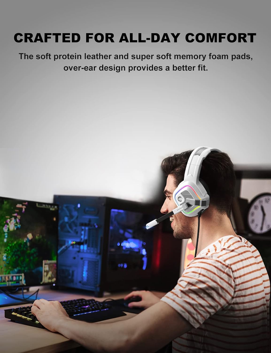 ZIUMIER Z66 Gaming Headset, Wired, Over-Ear, Noise Cancelling Mic, RGB Light, Stereo Surround Sound, Compatible with PS4, PS5, Xbox One, Laptop (Green)