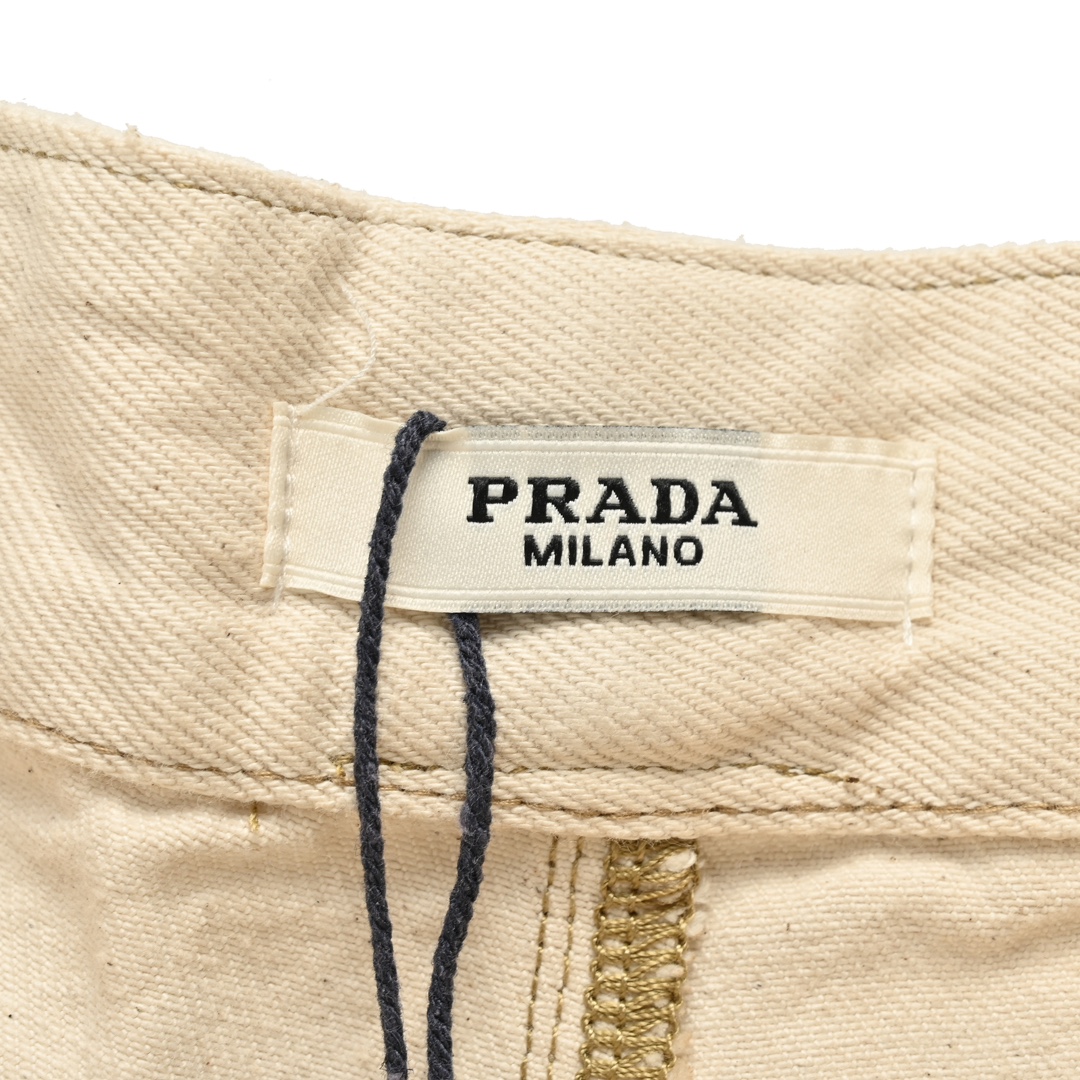 Prada 24ss triangle logo denim shorts