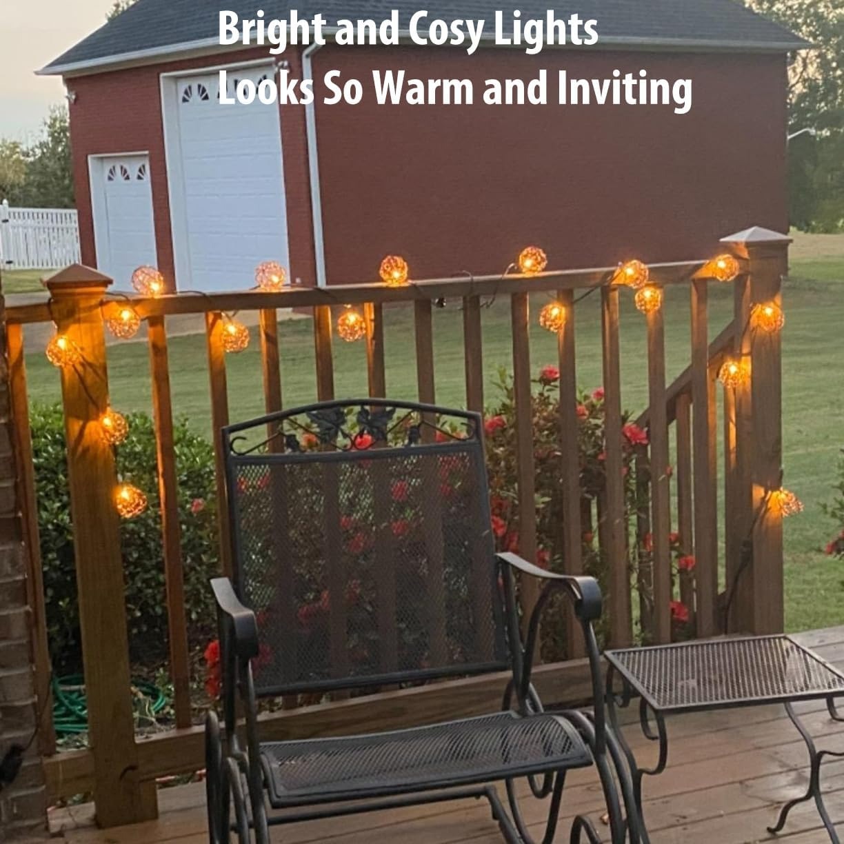 Outdoor Decorative Patio String Lights, Beaded Copper Wire Ball Style Lantern Lights💖