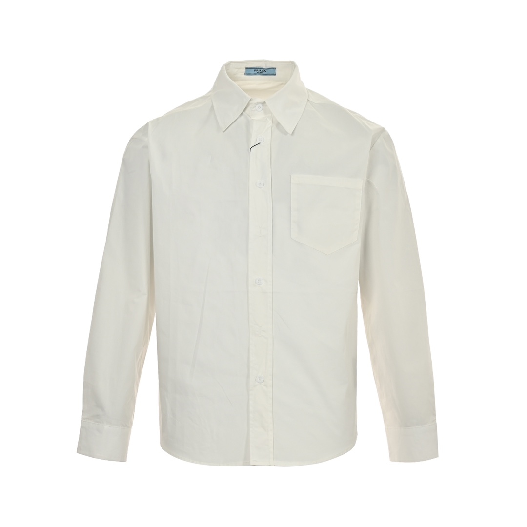 Prada 24Fw back patch lettering long-sleeved shirt