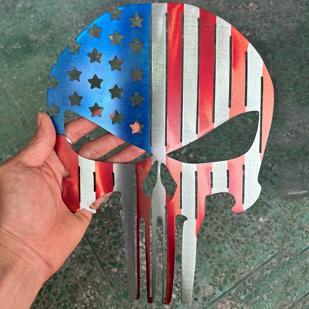 🔥ON SALE🔥🇺🇸 Patriotic Punisher Skull Wall Metal Art – CNC-Cut Precision Metalwork