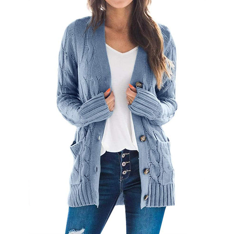 V-neck long-sleeved sweater coat