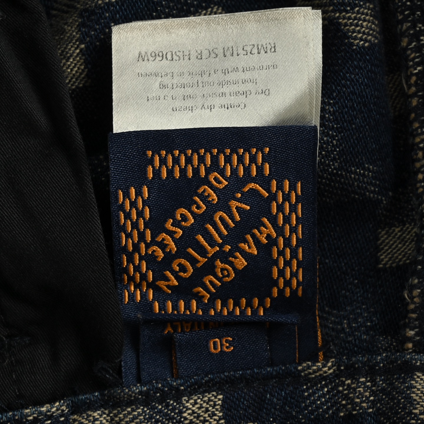 Louis Vuitton 25ss snake-print mosaic denim shorts
