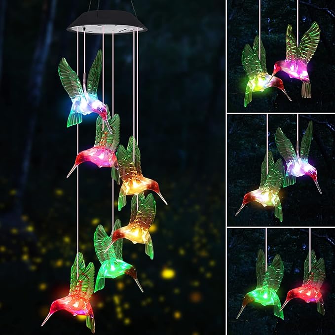 Hummingbird Solar Wind Chimes