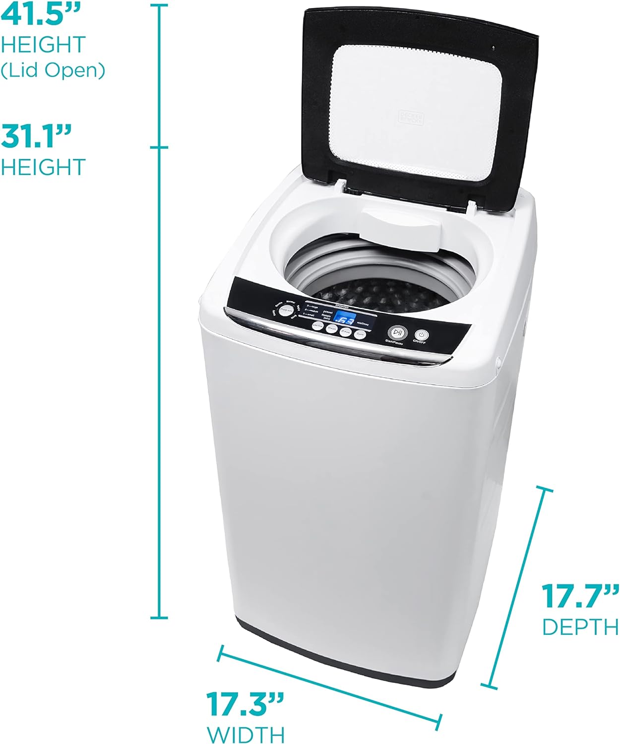 BLACK & DECKER Small Portable Washer 0.9 Cu. Ft. with Transparent Lid & LED Display