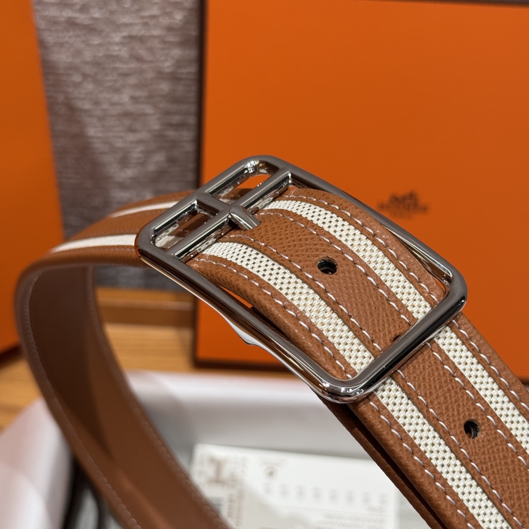Hermès Half Cod Riviera double-faced leather belt, 3.8cm wide