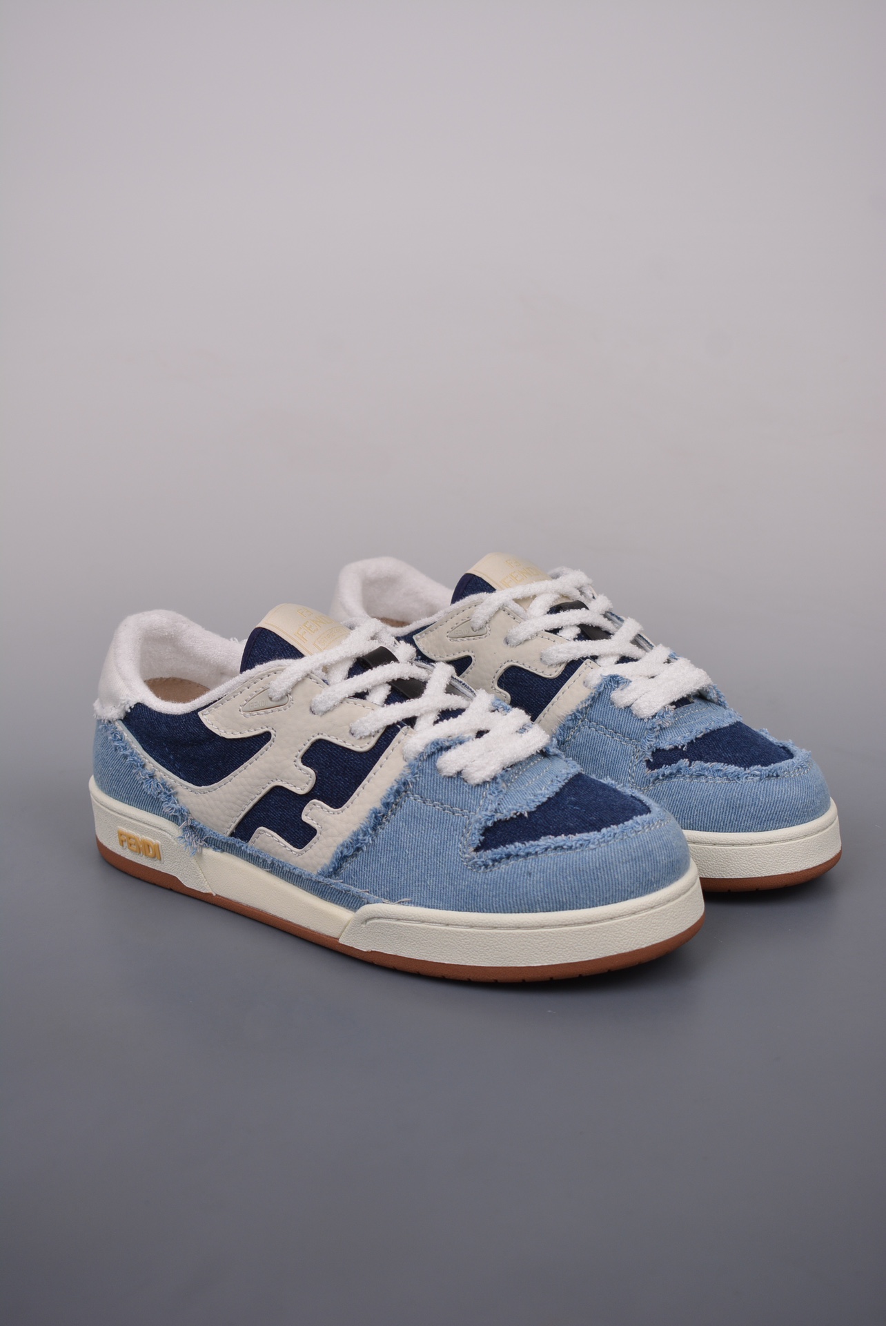 Fendi Match Sneaker Low Velcro Denim Blue 7E1495AMF1F1JID