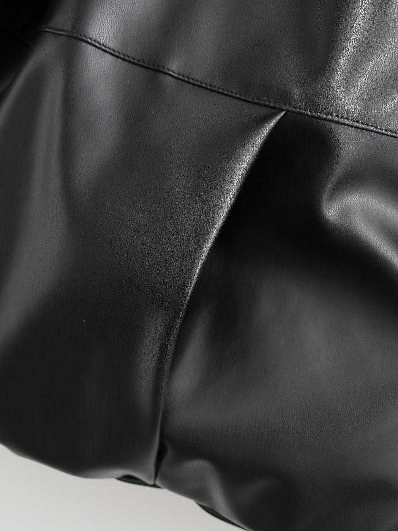 Winter Women Cotton Clothes Coat Short Stand up Collar Slim Fit Faux Leather Shirt Light Warm
