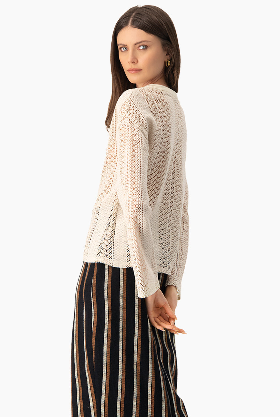 Blusa tejida en color natural
