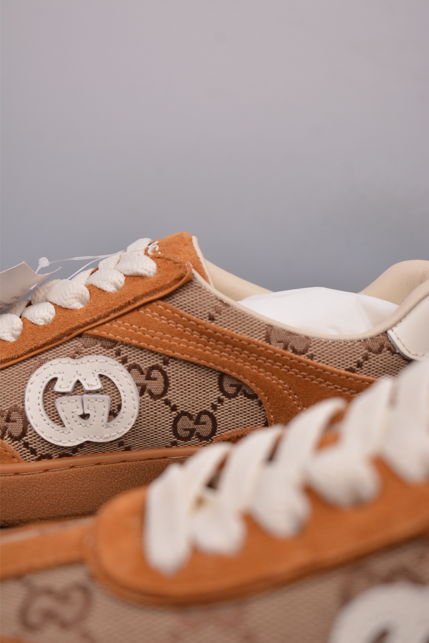 Gucci Interlocking G Suede Sneaker G74 Series Brown Print