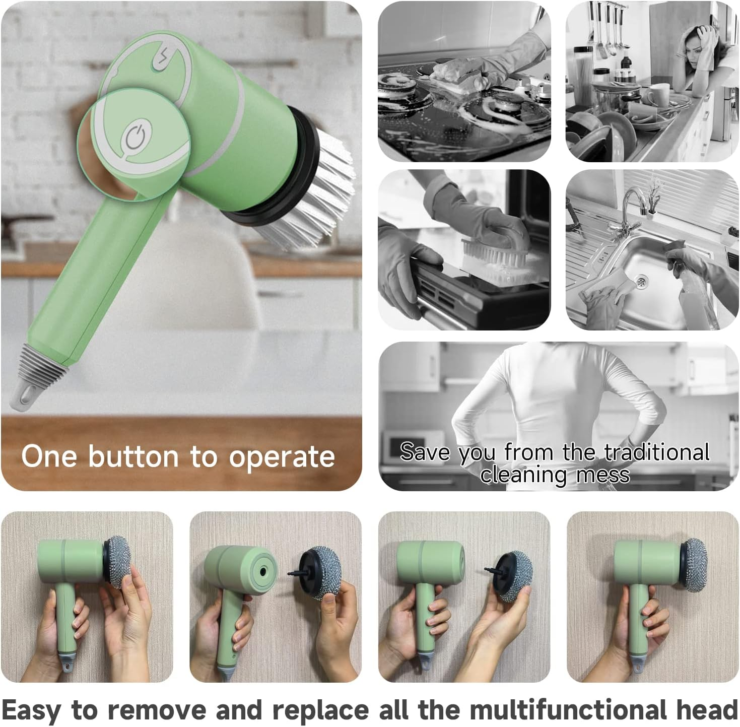 Green Electric Spin Scrubber