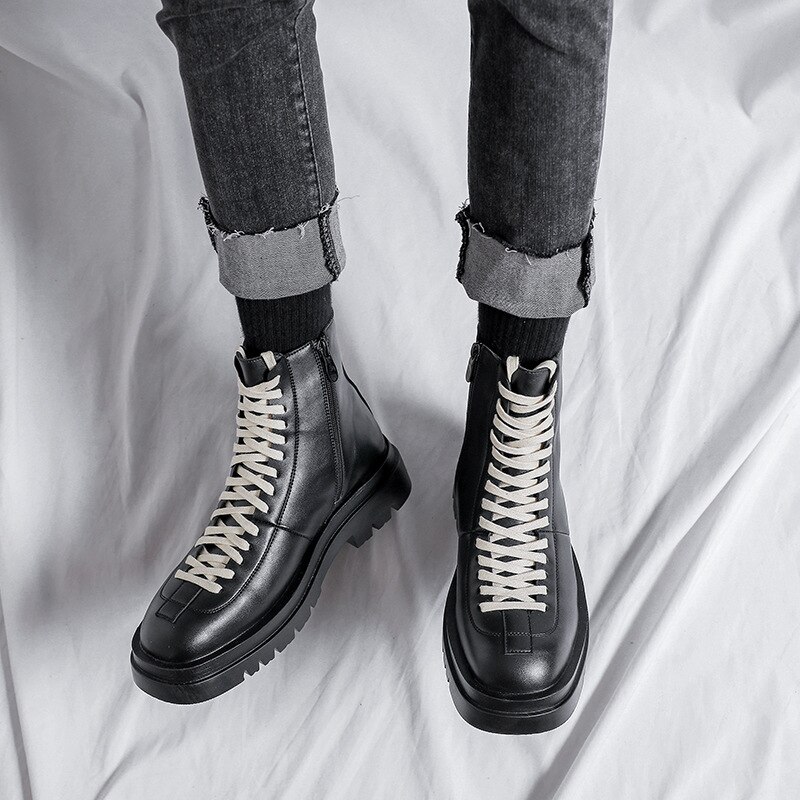 Safety Boots Leather Men's Locomotive Shoes