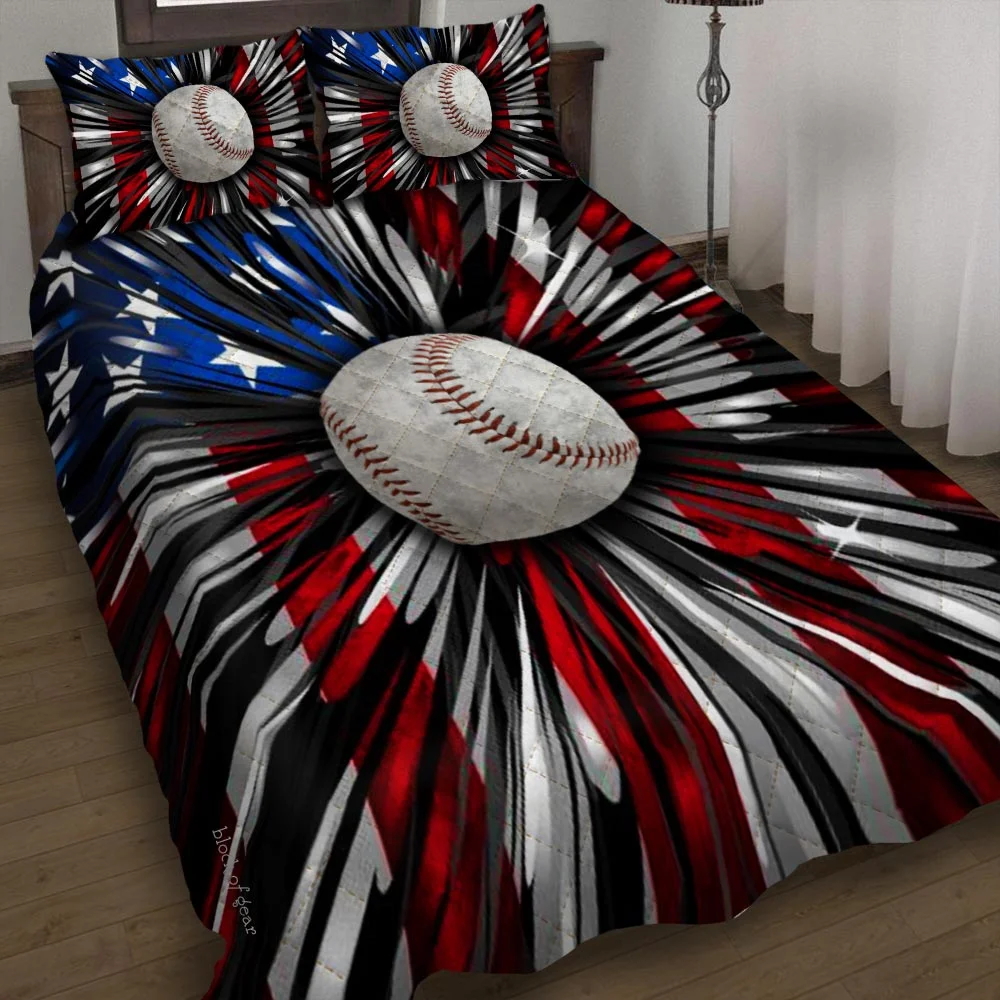 Baseball American Quilt Bed Set