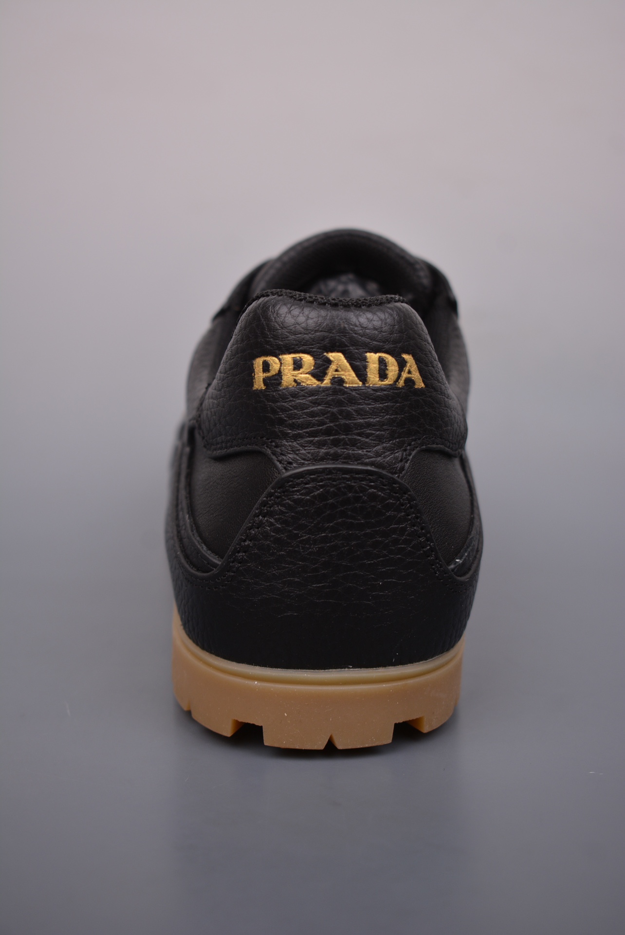 Prada Downtown Low Sneakers Black Pebbled Leather
