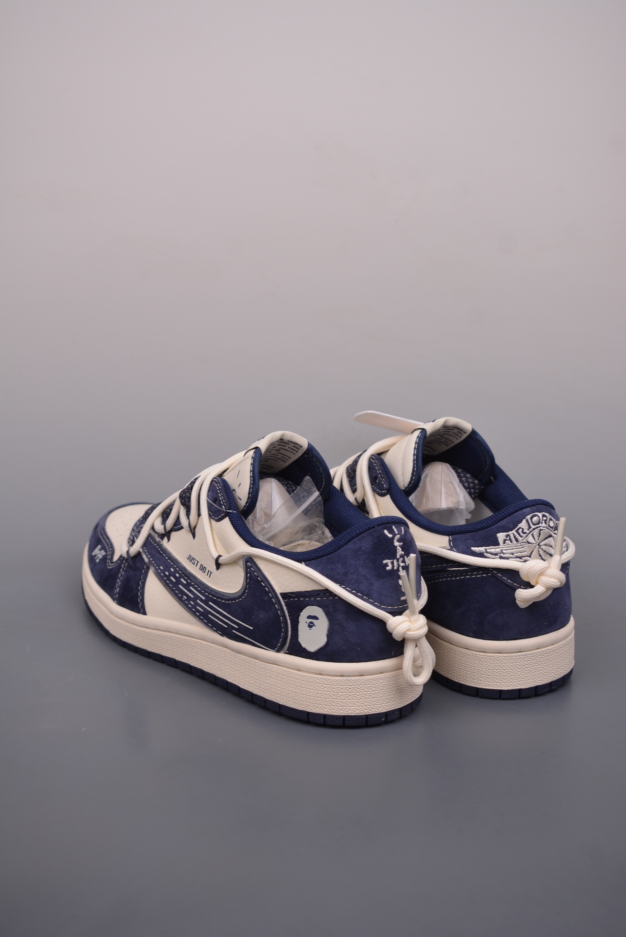 BAPE x Travis Scott x Nike Air Jordan 1 Low OG SP Beige Blue XS3186-201