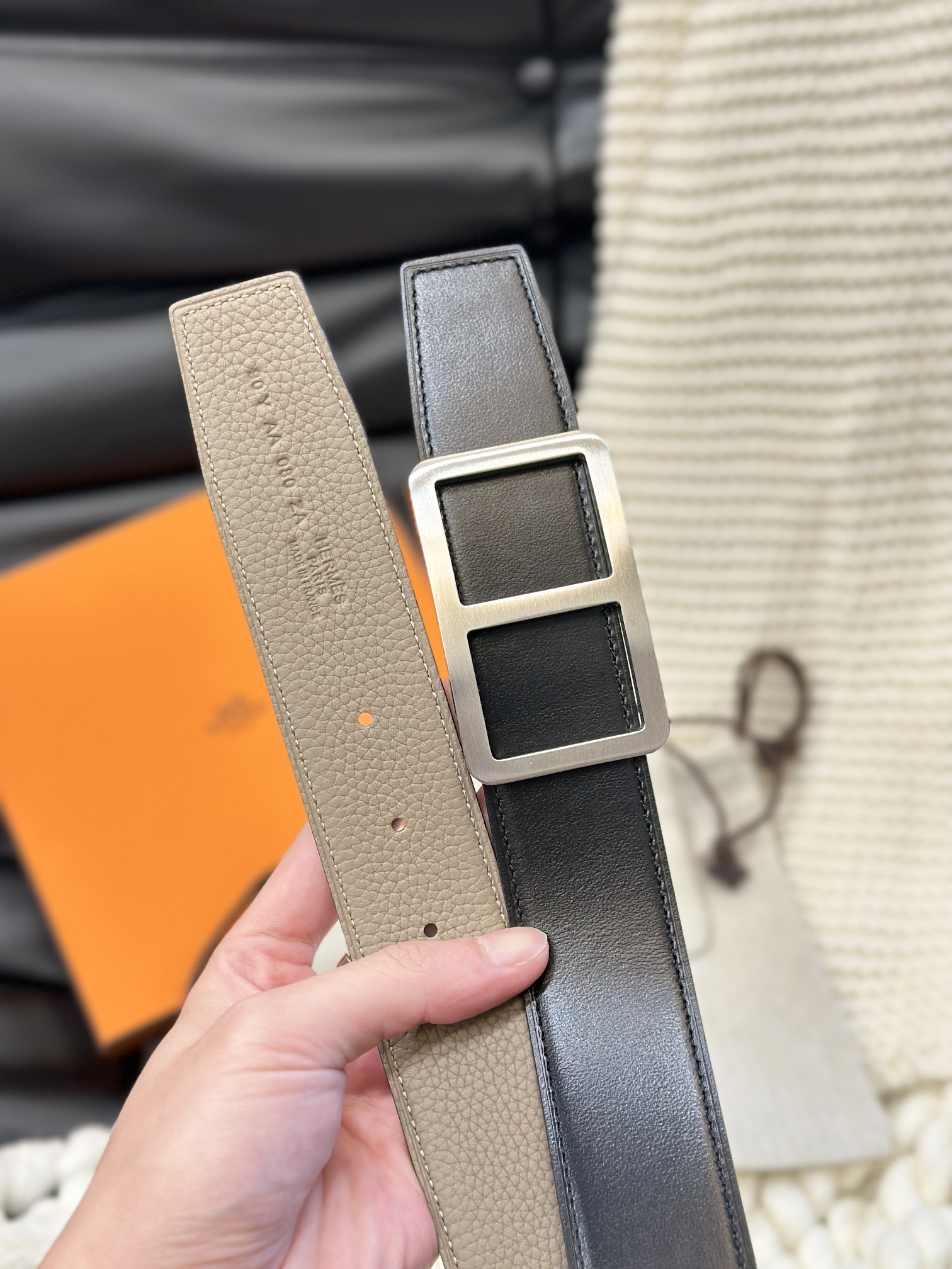 Hermès Men's Double-Faced Cowhide Belt