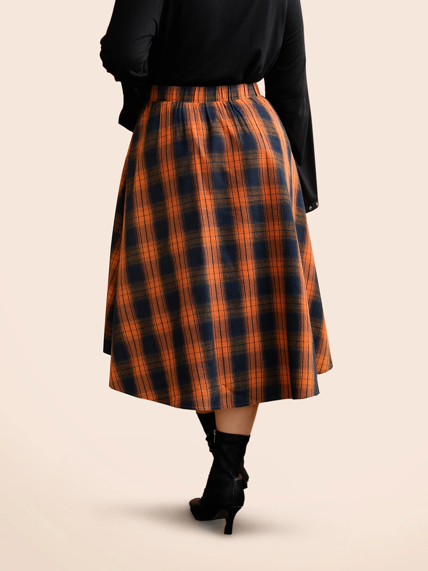 Plaid Waist Tie A-Line Skirt