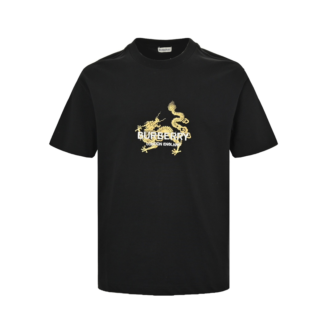 Burberry 24ss Dragon Year Limited Edition Dragon Pattern Gold Stamping Short Sleeve