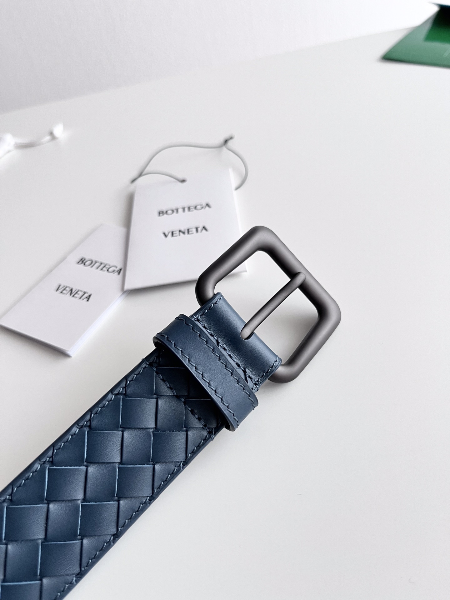 Bottega Veneta frosted pin buckle woven cowhide double-sided belt 3.5cm wide