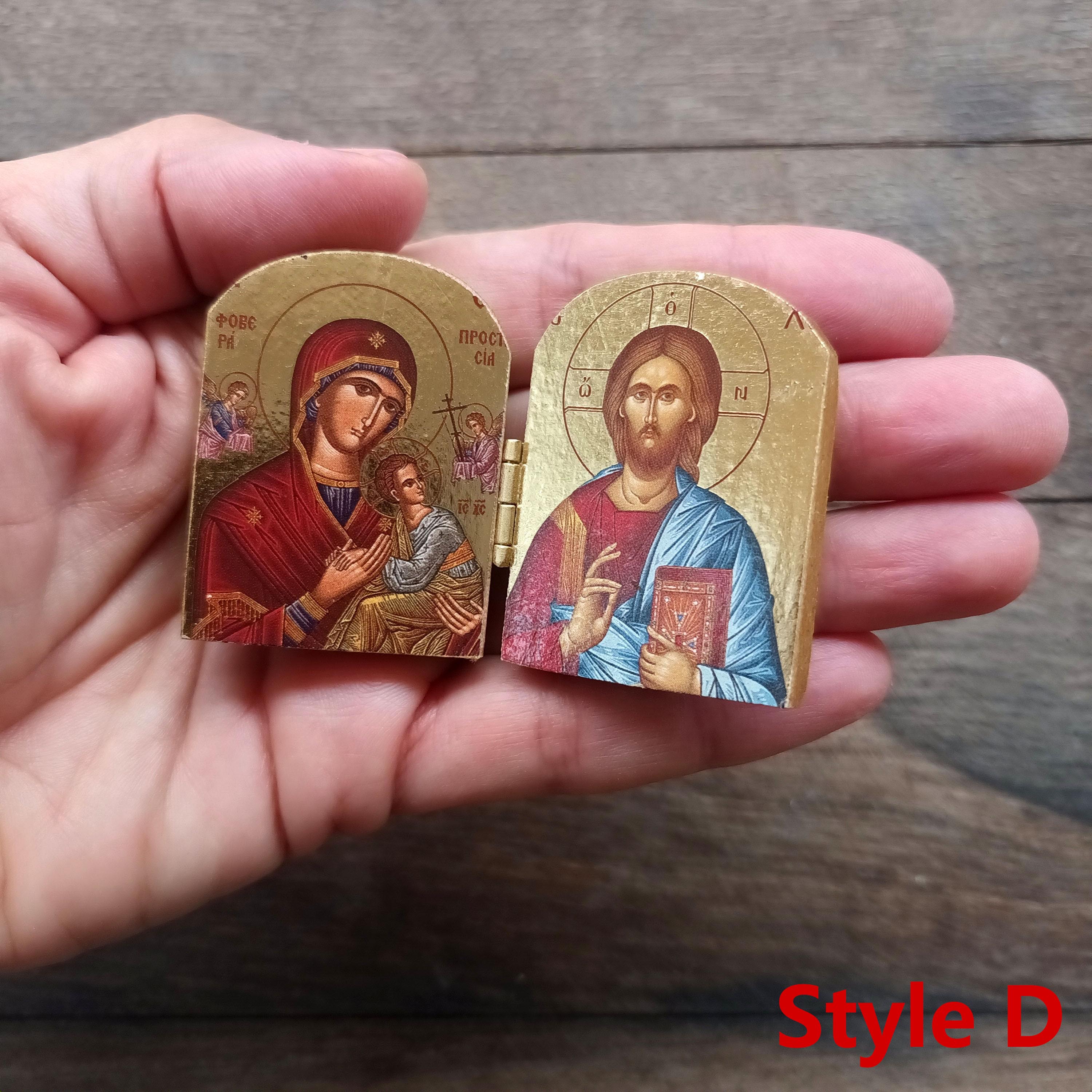 Mini diptych Orthodox icon | Christian religious office decor gift
