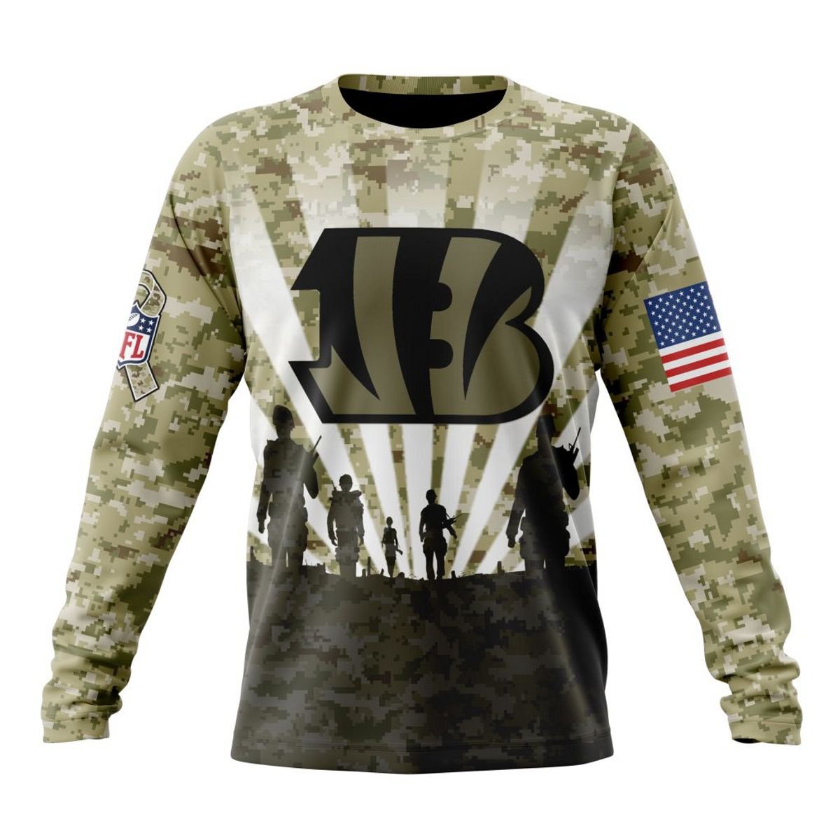 CINCINNATI BENGALS 3D HOODIE HONOR VETERANS