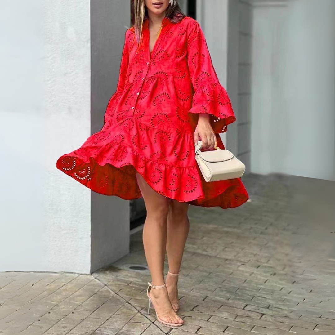 Embroidered Tiered Mini Dress