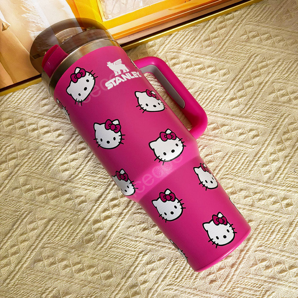 40oz Pink Kitty Stainless Steel Vacuum Insulated Tumbler 🚢Free Shipping🚢