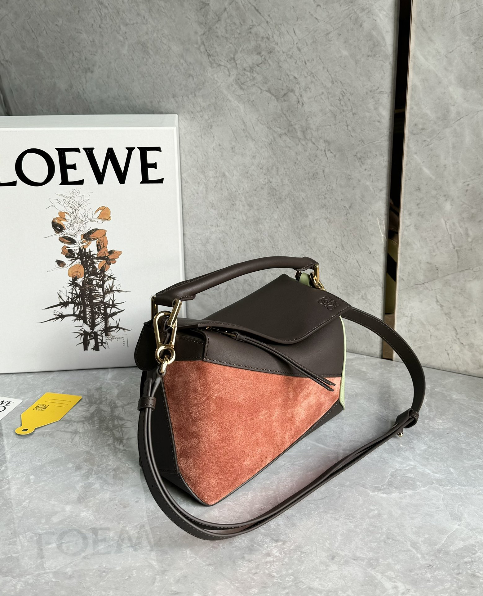 Loewe suede colorblocked zzle bag 0681