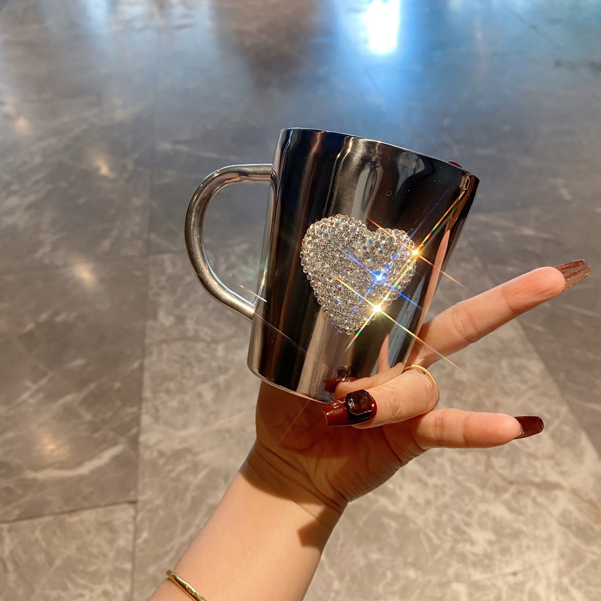 🎄Early Christmas Sale 49% OFF🎄💎Heart-Shaped Crystal Rhinestone Stainless Steel Coffee & Beer Mug🔥Buy 2 Get 10% OFF & Free Shipping