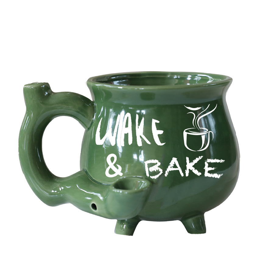 Creative ceramic marble pattern multifunctional smoking pipe ceramic coffee cup