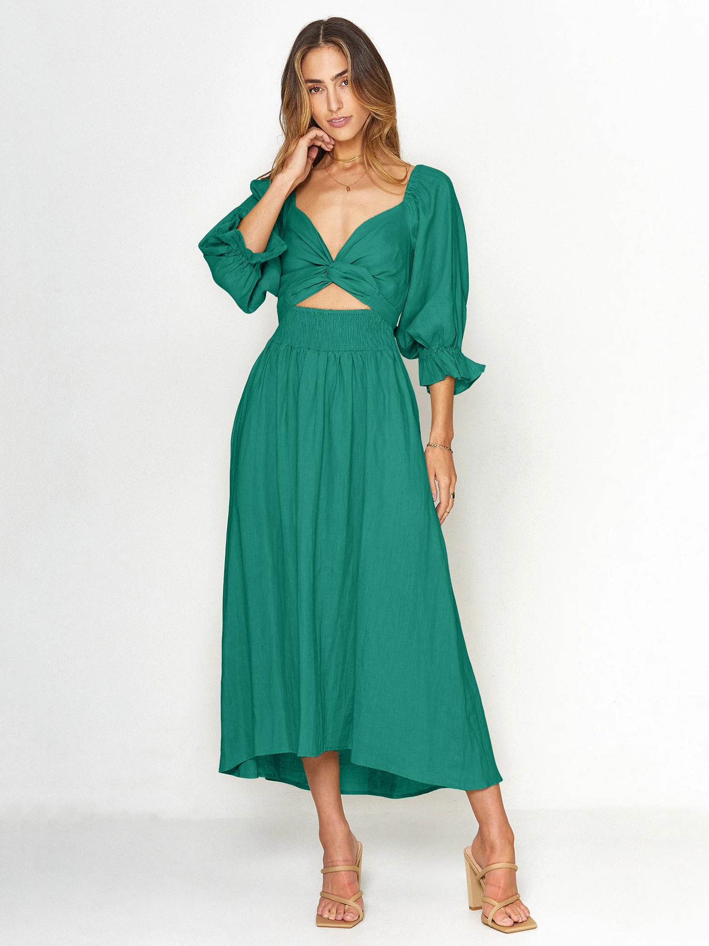 💥Hot Sale-[SAVE 50% OFF]--🏖️FRENCH RUFFLED LANTERN SLEEVES MULTI-WEAR DRESS--BUY 2 GET 10% OFF & FREE SHIPPING