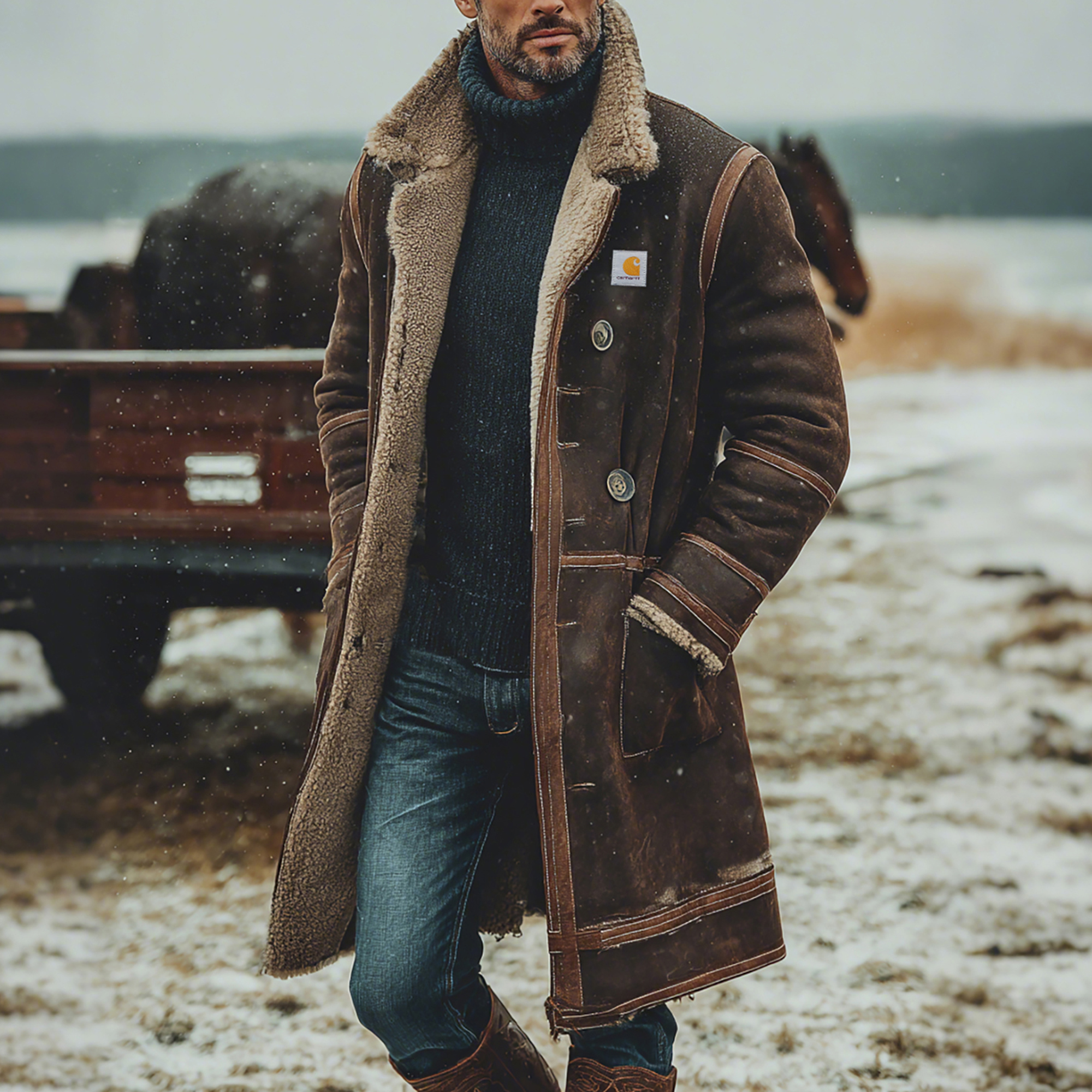 Winter-Ready Shearling Coat with Classic Style and Warmth
