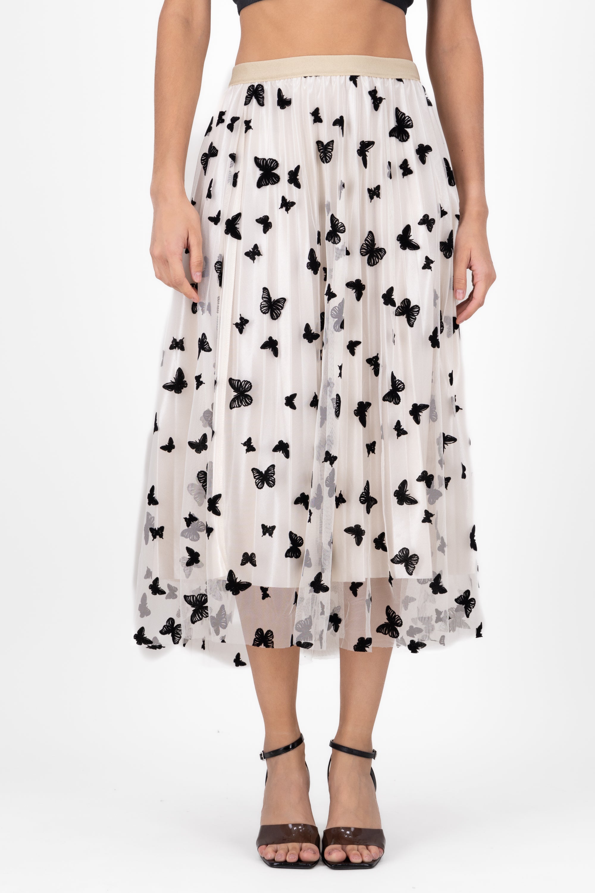 ButterflyPrint Tulle MidiSkirt