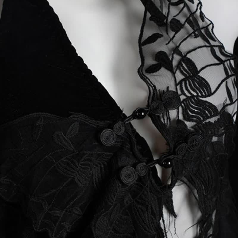 Vintage Cheongsam See-through Lingerie Dress