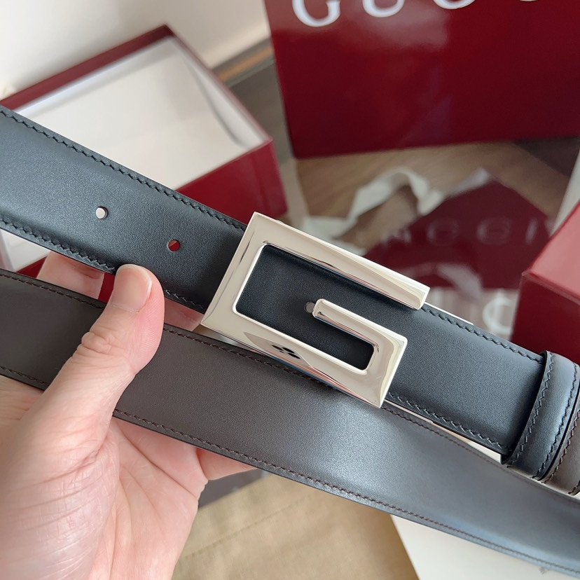 Gucci GG swivel buckle leather belt 3.5cm wide
