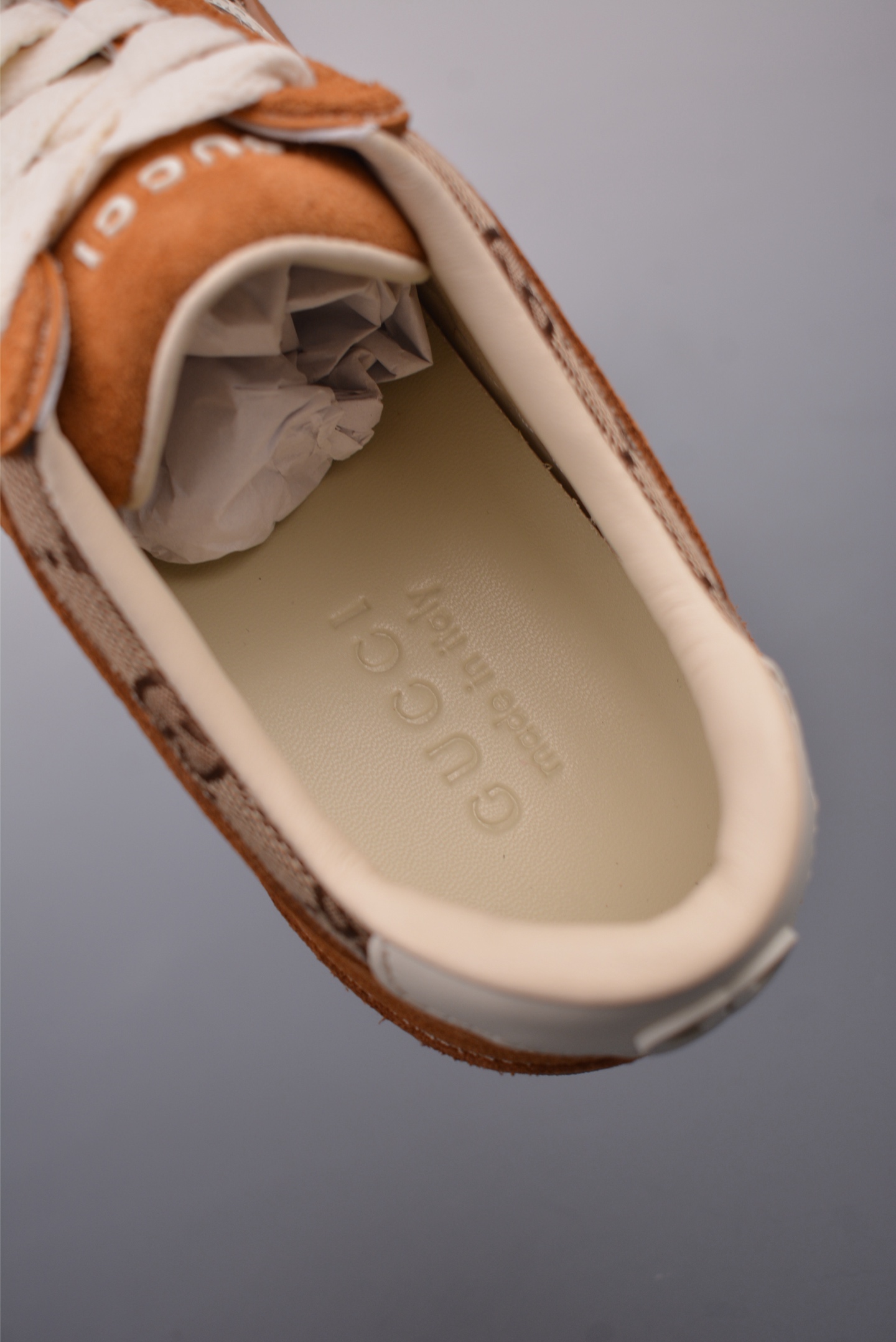 Gucci Interlocking G Suede Sneaker G74 Series Brown Print