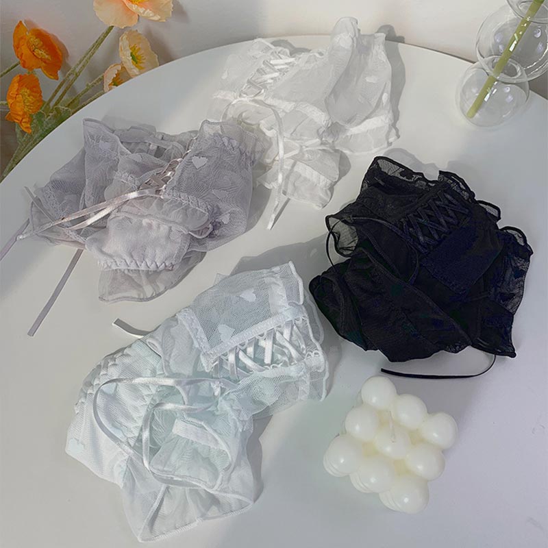 Love Heart Lace Up Mesh Panty