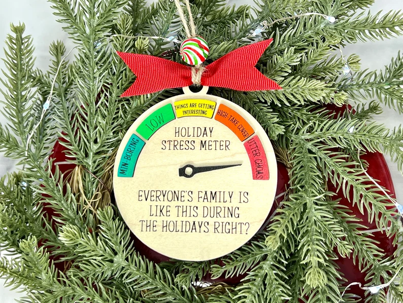 Funny Holiday Stress Meter Ornament