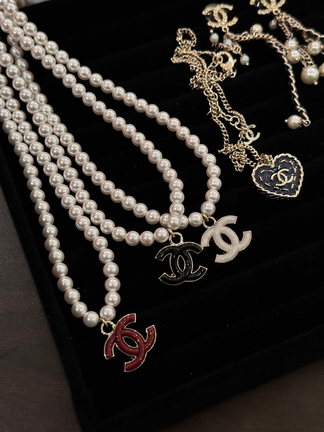 Chanel pearl double c necklace